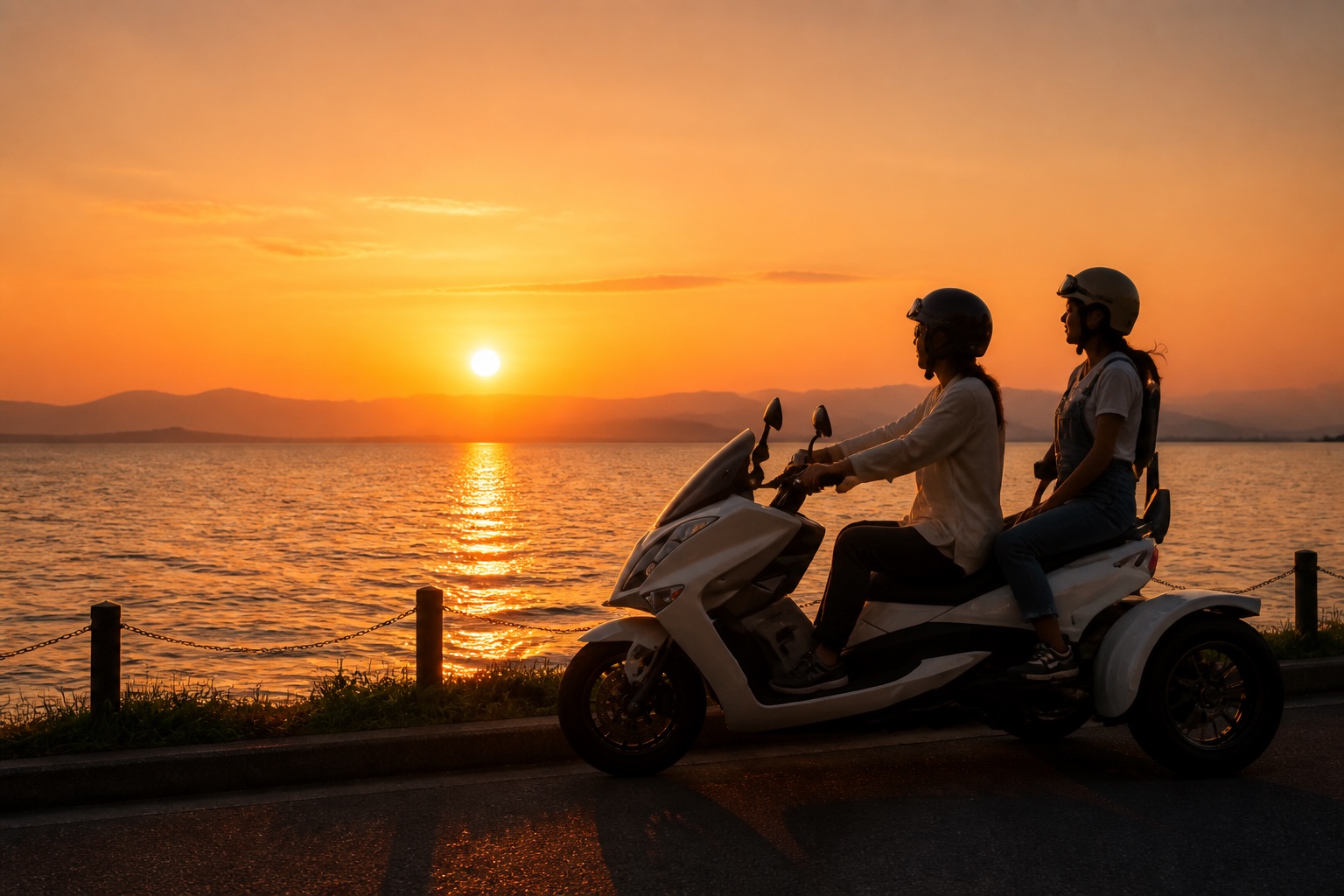 24時間コース：夕日や夜景も楽しめるトライクツーリング